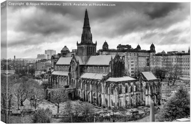 Glasgow Cathedral from the Necropolis monochrome Canvas Print by Angus McComiskey