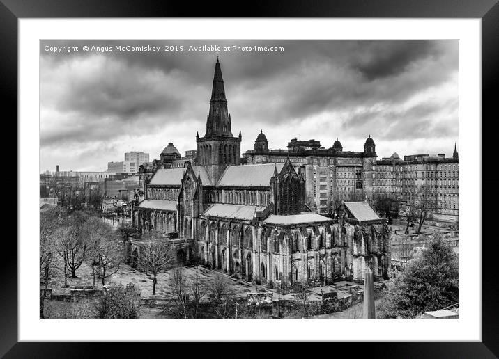 Glasgow Cathedral from the Necropolis monochrome Framed Mounted Print by Angus McComiskey