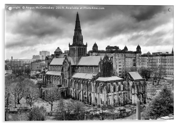 Glasgow Cathedral from the Necropolis monochrome Acrylic by Angus McComiskey