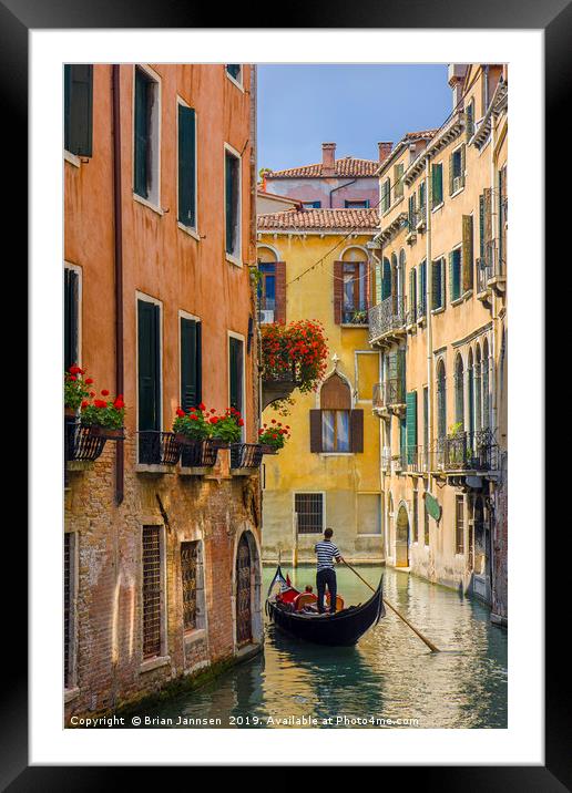 Gondola Ride in Venice Framed Mounted Print by Brian Jannsen