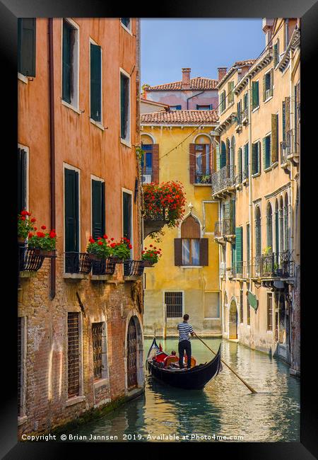 Gondola Ride in Venice Framed Print by Brian Jannsen