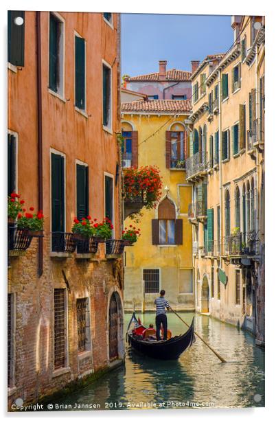 Gondola Ride in Venice Acrylic by Brian Jannsen