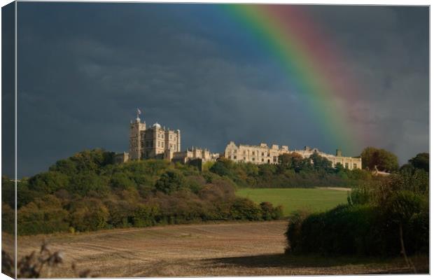 Bolsover Castle And The Rainbow  Canvas Print by Michael South Photography