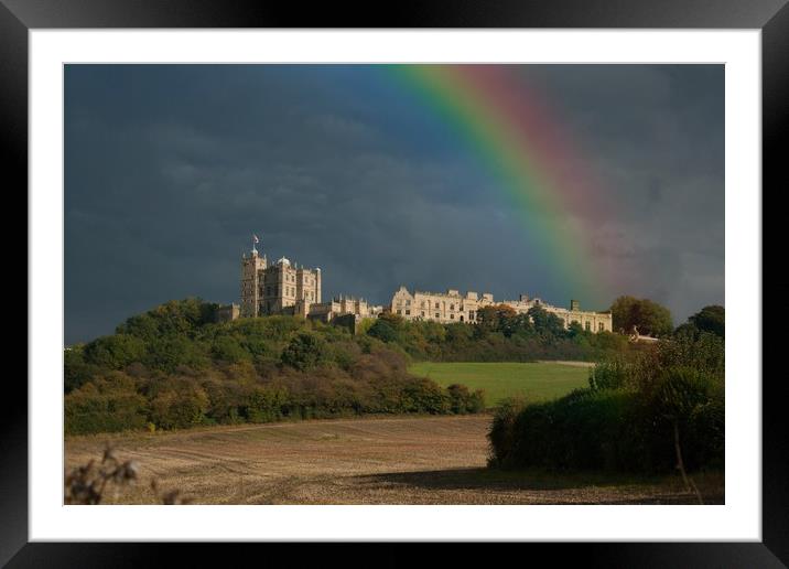 Bolsover Castle And The Rainbow  Framed Mounted Print by Michael South Photography