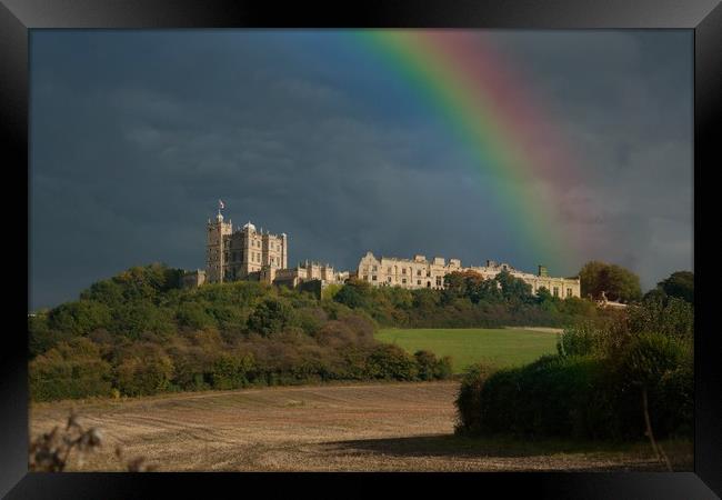 Bolsover Castle And The Rainbow  Framed Print by Michael South Photography