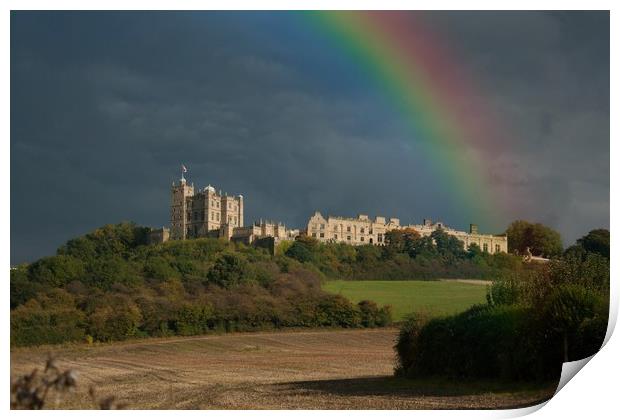Bolsover Castle And The Rainbow  Print by Michael South Photography