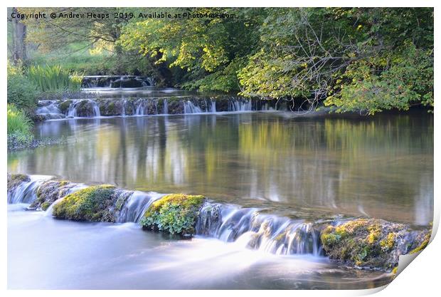 Local Weir in local place in Derbyshire area. Print by Andrew Heaps