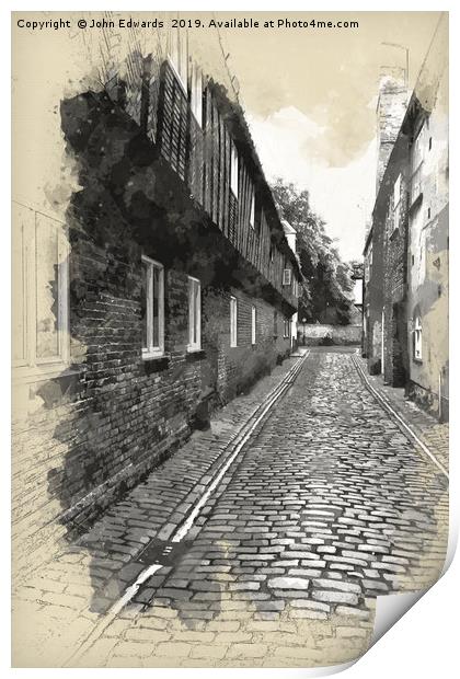 St Margaret’s Lane, King’s Lynn Print by John Edwards