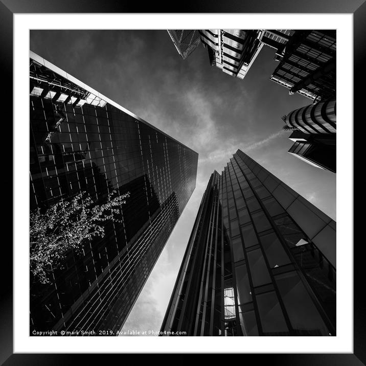 Looking Up - City of London Framed Mounted Print by mark Smith