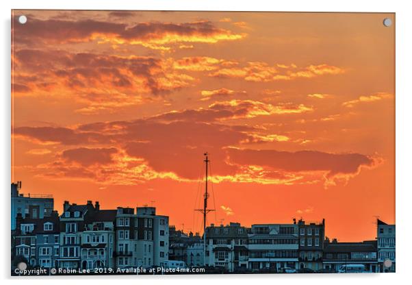 Sunset over Ramsgate in Kent Acrylic by Robin Lee