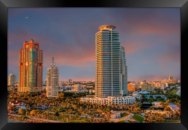 Two Colorful High Rise Tropical Condos Framed Print by Darryl Brooks
