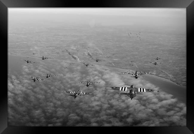 D-Day Stirlings and Horsa gliders B&W version Framed Print by Gary Eason