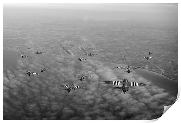 D-Day Stirlings and Horsa gliders B&W version Print by Gary Eason