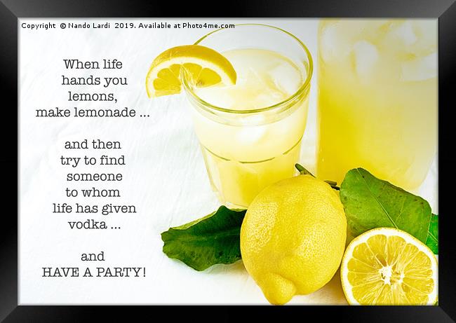 Lemonade And Vodka Framed Print by DiFigiano Photography