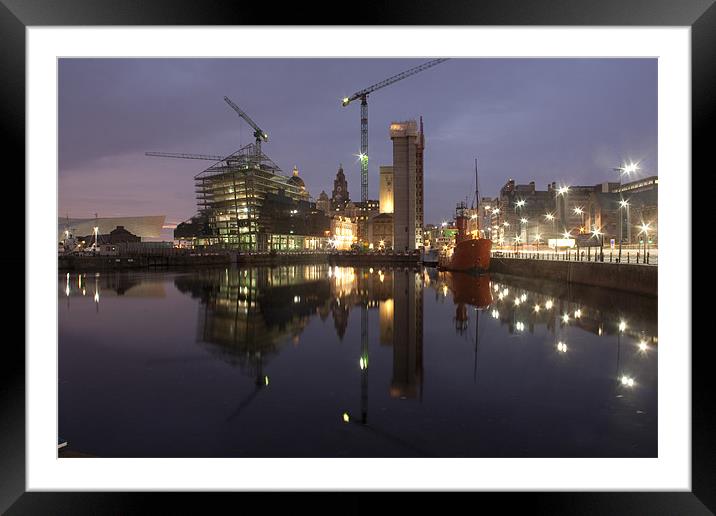 Albert Dock at dusk Framed Mounted Print by Gail Johnson