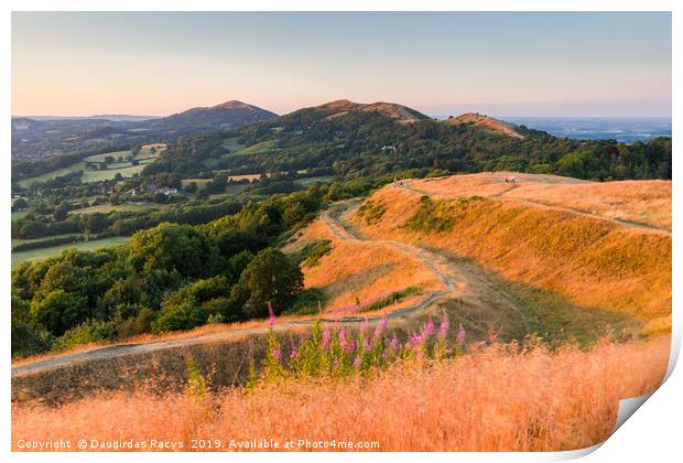 Malvern hills in the summer evening Print by Daugirdas Racys
