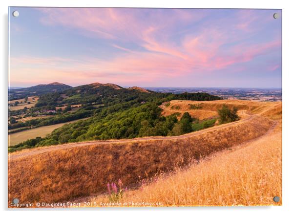 Malvern hills sunset Acrylic by Daugirdas Racys