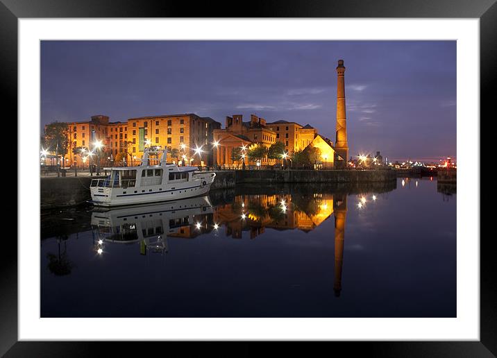 Albert Dock at dusk Framed Mounted Print by Gail Johnson