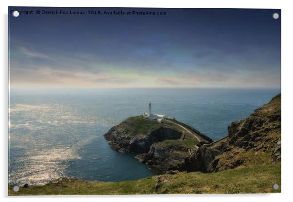 South Stack Lighthouse Anglesey Acrylic by Derrick Fox Lomax