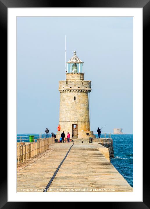 St Peter Port Lighthouse Framed Mounted Print by George de Putron