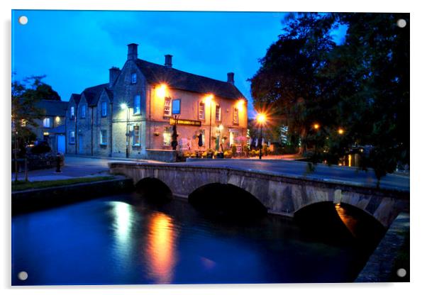 A Night to Remember in Bourton-on-the-Water Acrylic by Andy Evans Photos