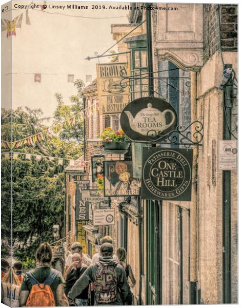 Shops in Lincoln                Canvas Print by Linsey Williams