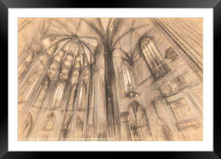 Barcelona Cathedral Da Vinci  Framed Mounted Print by David Pyatt