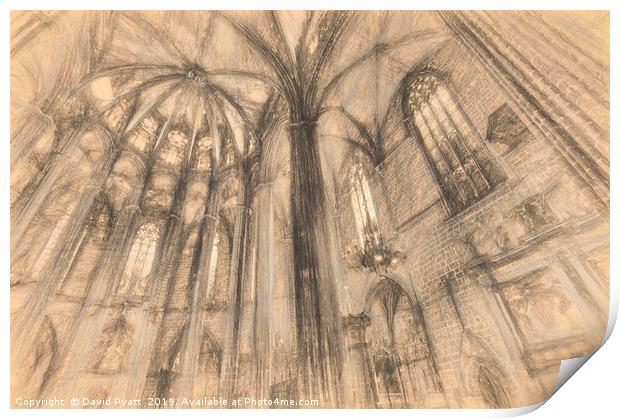 Barcelona Cathedral Da Vinci  Print by David Pyatt