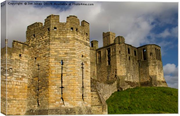 Warkworth Castle Battlements and Keep Canvas Print by Jim Jones