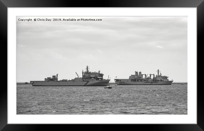 RFA Argus and RFA Fort Victoria Framed Mounted Print by Chris Day