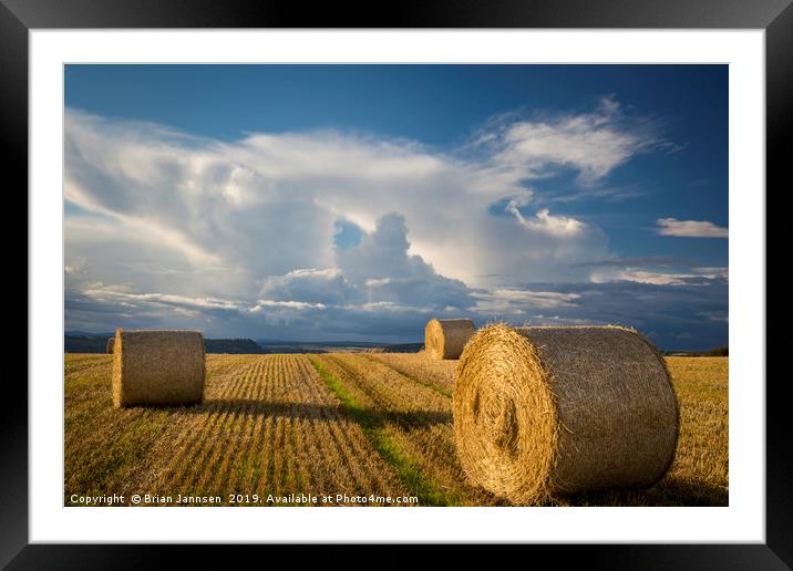 Evening Sunlight on Hay Bales Framed Mounted Print by Brian Jannsen