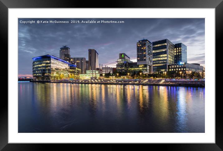 Media City Sunset Reflections Framed Mounted Print by Katie McGuinness