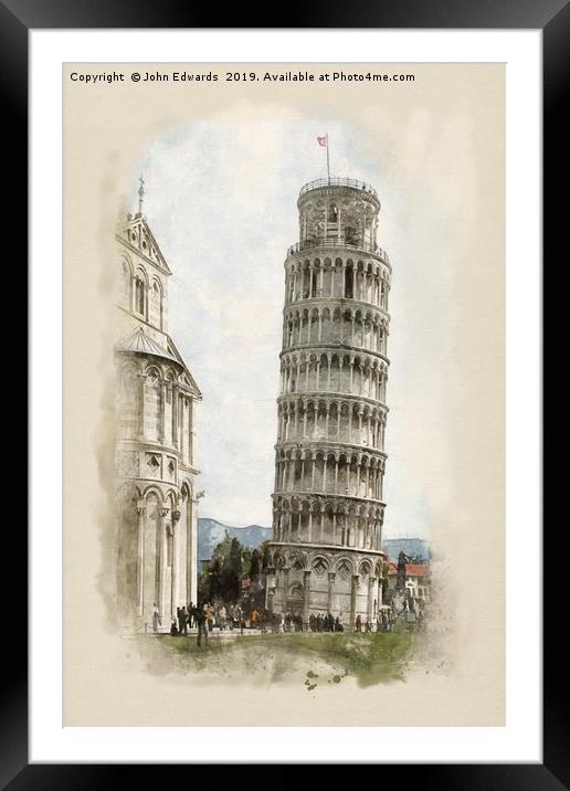 The Leaning Tower  Framed Mounted Print by John Edwards