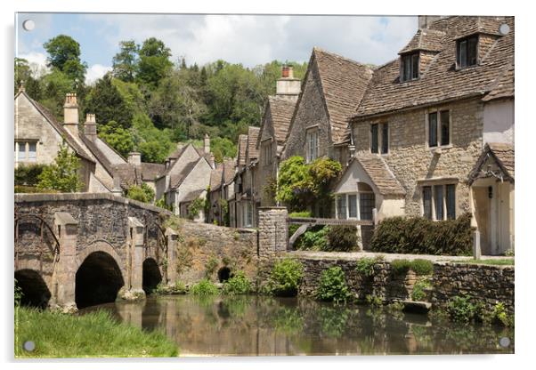 Castle Combe Village Cotswolds Acrylic by Brigitte Whiteing