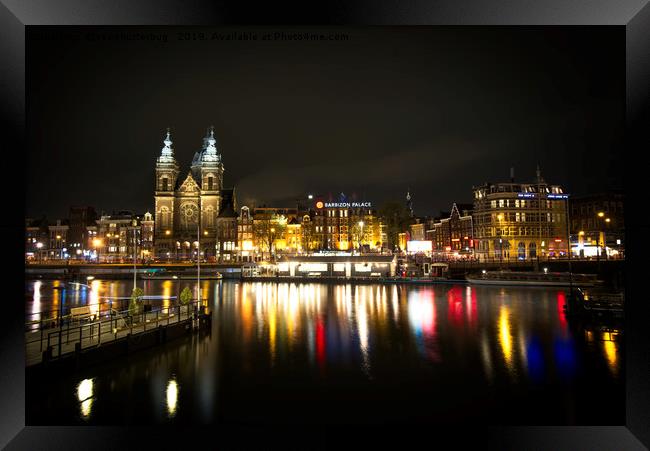 Amsterdam At Night Framed Print by rawshutterbug 