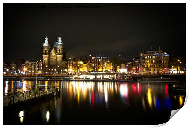 Amsterdam At Night Print by rawshutterbug 