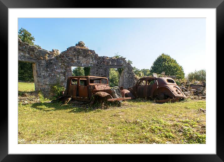 Car in Oradour-sur-Glane Framed Mounted Print by Clive Wells