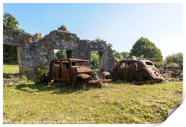 Car in Oradour-sur-Glane Print by Clive Wells