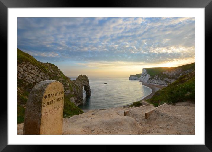 Durdle Door Directions Framed Mounted Print by David Neighbour