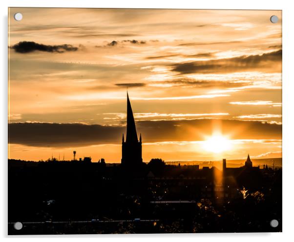 The Crooked Spire At Sunset  Acrylic by Michael South Photography