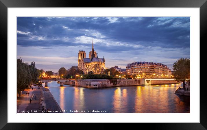 River Seine and Cathedral Notre Dame Framed Mounted Print by Brian Jannsen