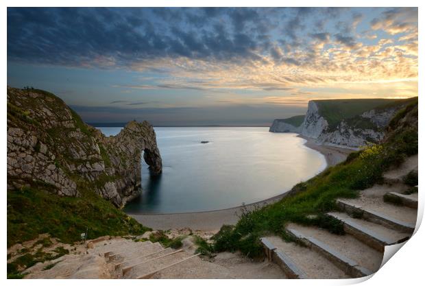Steps to Durdle Door Print by David Neighbour
