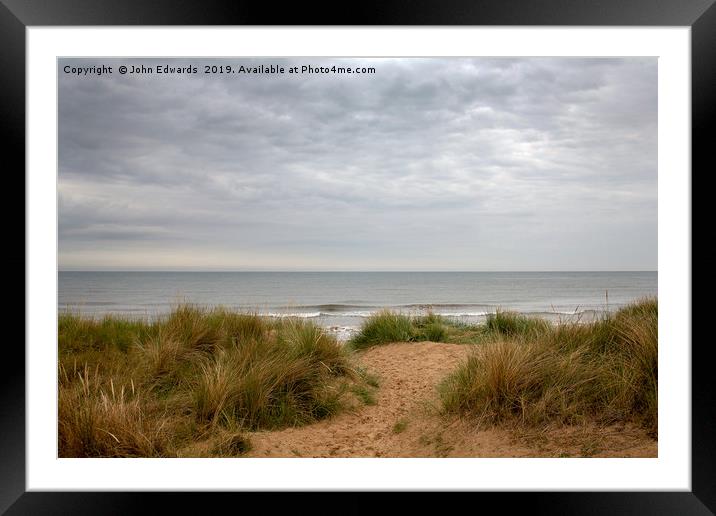 Marram and the sea Framed Mounted Print by John Edwards