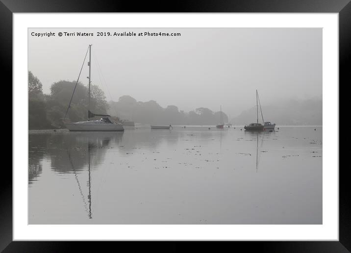 Mylor In The Mist Framed Mounted Print by Terri Waters