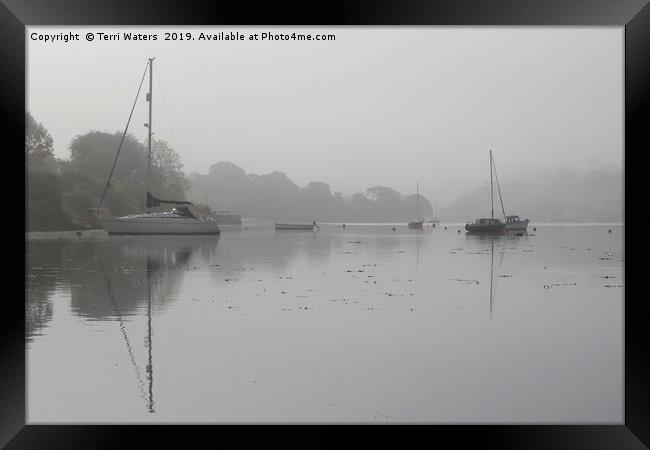 Mylor In The Mist Framed Print by Terri Waters