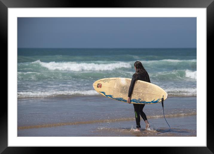 Waiting for the surf Framed Mounted Print by Images of Devon