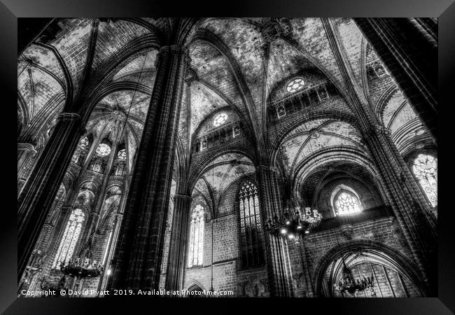 Barcelona Cathedral Monochrome Framed Print by David Pyatt