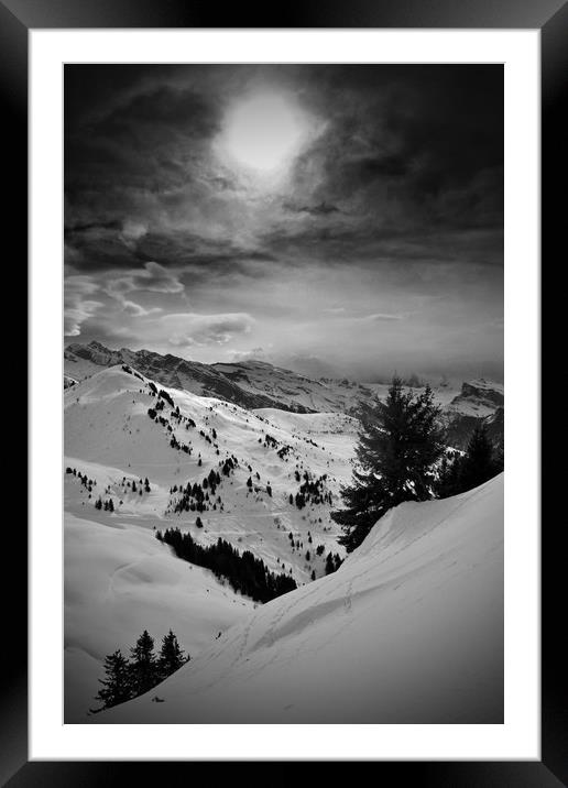 Majestic Winter Wonderland in French Alps Framed Mounted Print by Andy Evans Photos