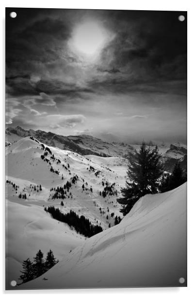 Majestic Winter Wonderland in French Alps Acrylic by Andy Evans Photos