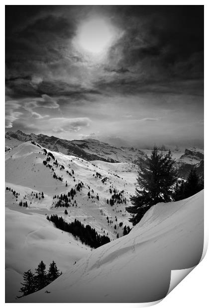 Majestic Winter Wonderland in French Alps Print by Andy Evans Photos